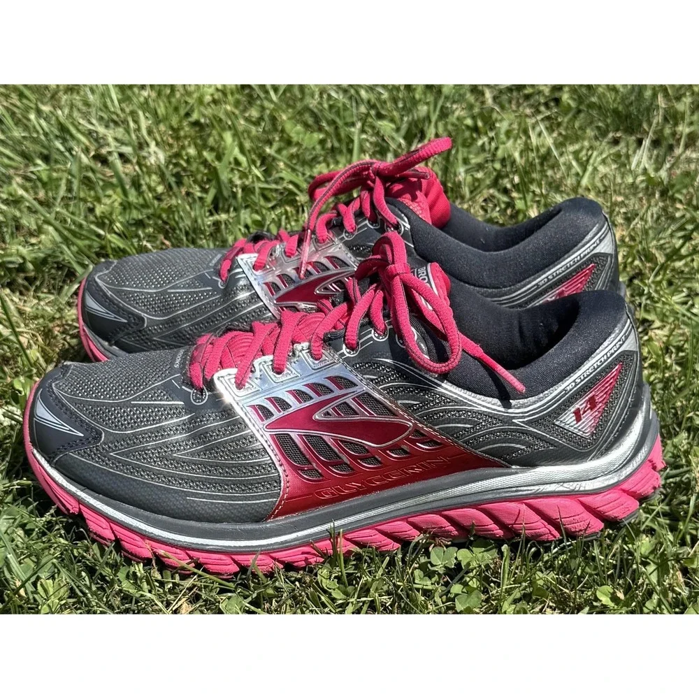 Brooks Glycerin 14 Shoes Womens Size 9.5 Pink Gray Running Sneakers 1202171B093
